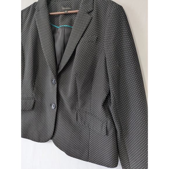 Talbots Womens Black Polka-dot Blazer Size‎ 12 Wool Blend Career Office Corpcore - Picture 2 of 9